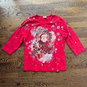 Studio Gem Q Vintage Christmas Red Santa Women’s Top Extra Large